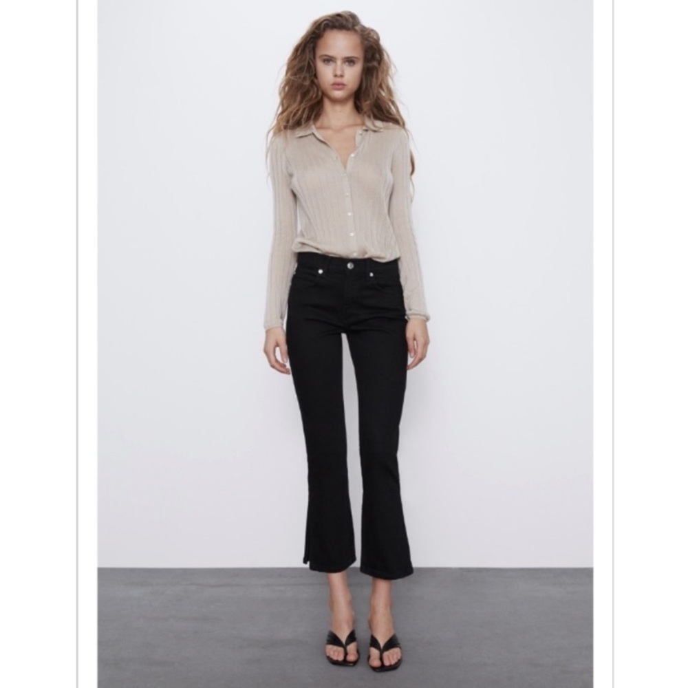 Zara high waist cropped flare jeans